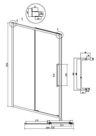 Душевая дверь Grossman Cosmo 100.K33.02.130.10.00 130х195 стекло прозрачное профиль хром